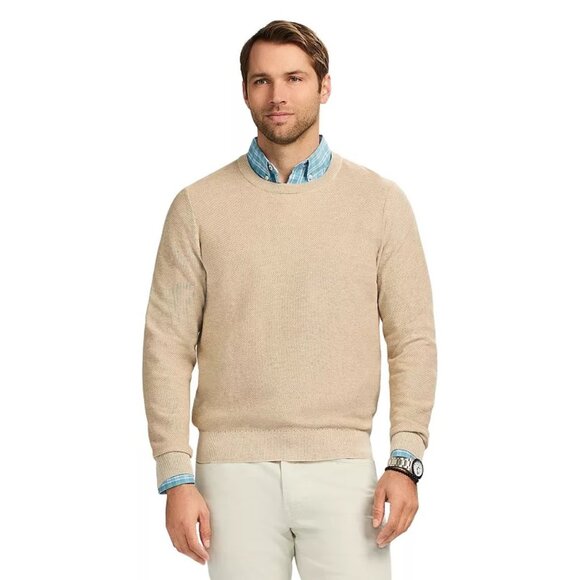 Mens IZOD Honeycomb Crewneck Sweater Size L XL XXL Rock Heather Cotton Blend NWT - Picture 1 of 2